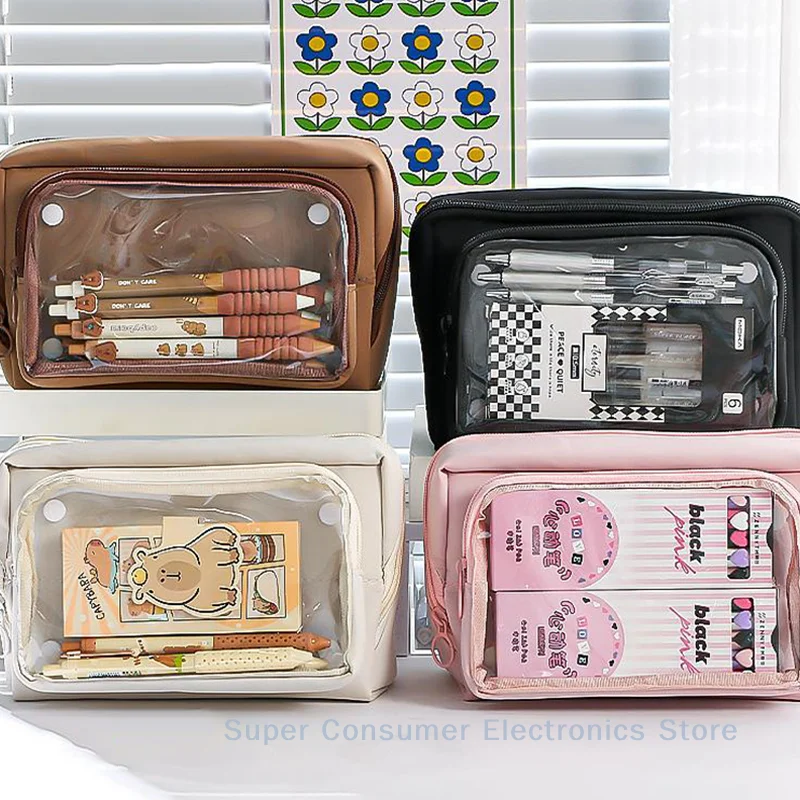 

Roomy Pencil Case with 9-Layer Double Face Removable Pen Holder Versatile Flip Storage Bag for School Supplies