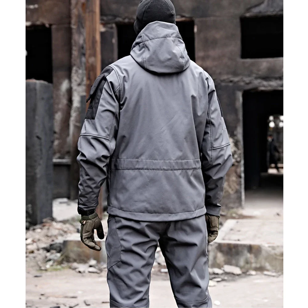 2024 Soft Shell Military Suit Men Waterproof Tactical Shark Skin Windproof Hooded Jacket Multi-pockets Cargo Pants Uniforms