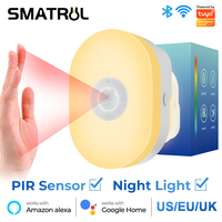 Tuya Smart WiFi PIR Motion Sensor Led Night Light Eu Us Uk Plug In Wall Lamp Warm White RGB Room App Voice For Alexa Google Home