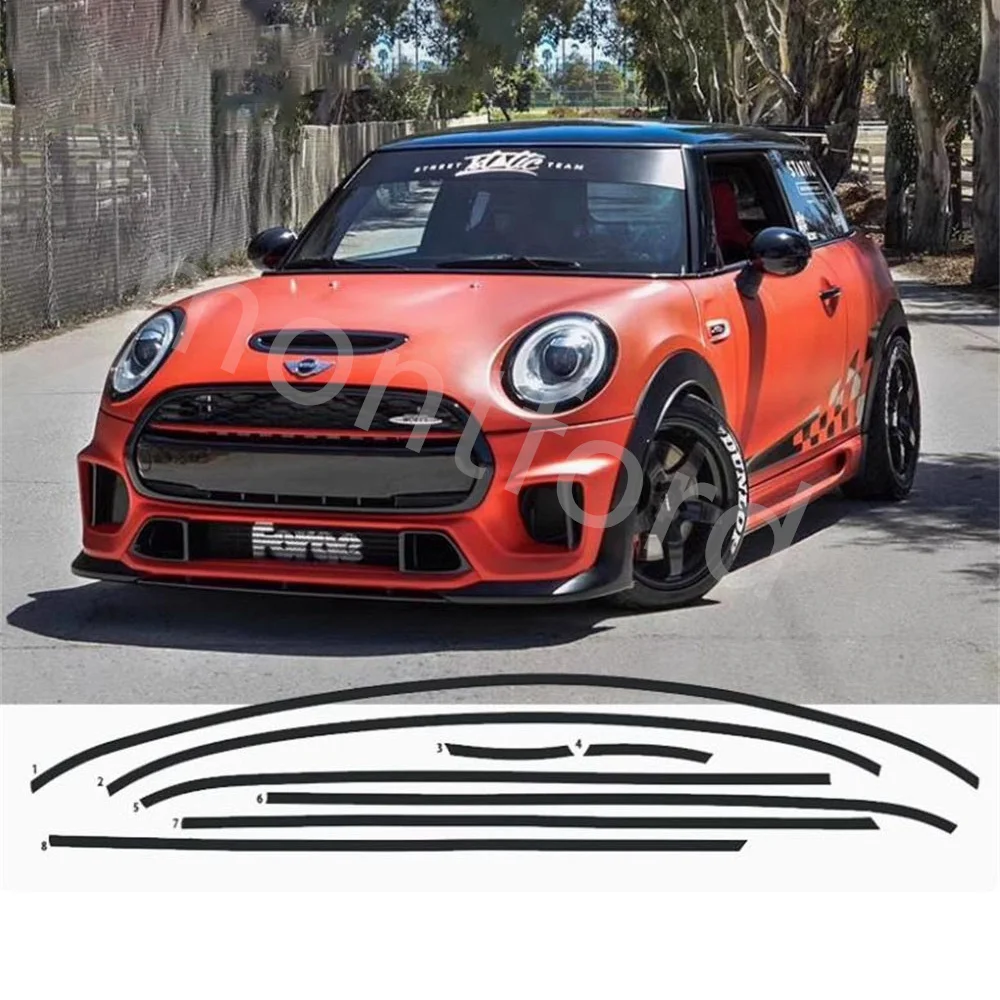 

Для Mini Cooper R56 2 двери 2007-2013 глянцевая черная оконная наружная декоративная молдинговая отделка уплотнение декоративные полосы наклейки