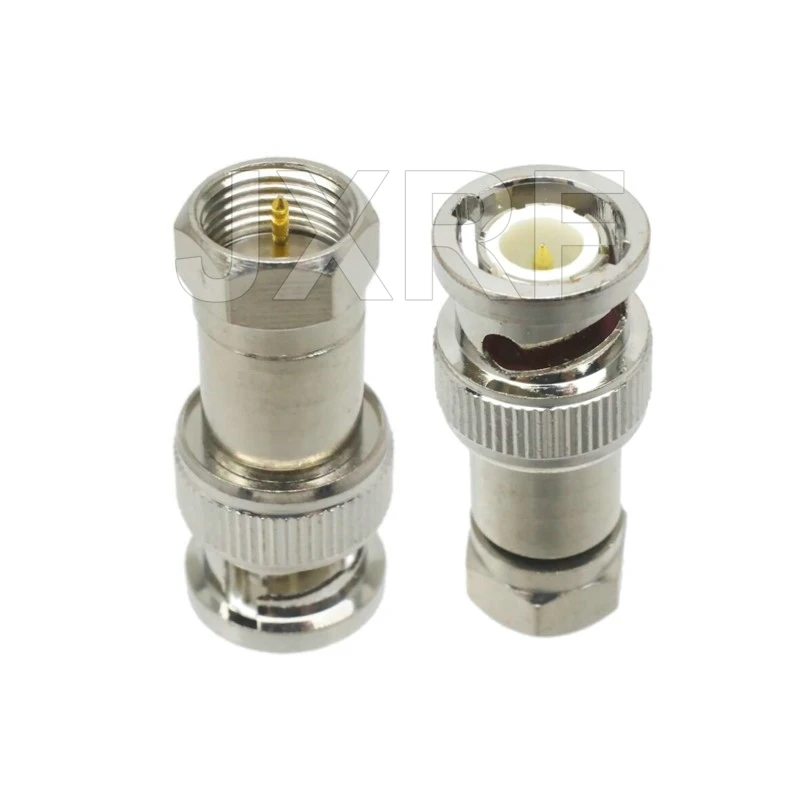 JX Connector 2PCS BNC Male female to F Male female RF Coaxial Adapter Connector