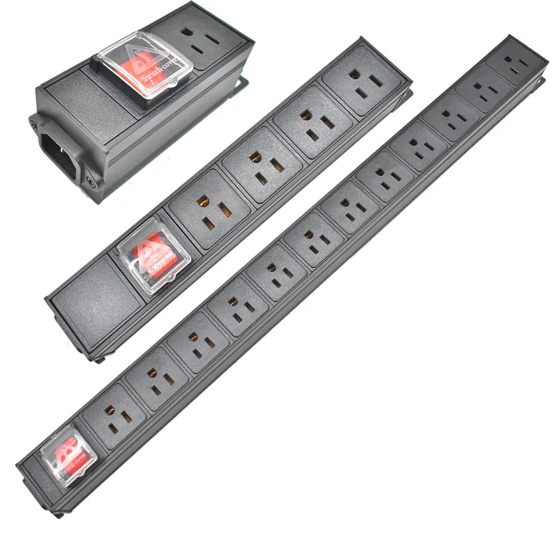 IEC-C14 port PDU power strip 2-12 Unit US output socket Network Cabinet Rack Switch wireless aluminium alloy