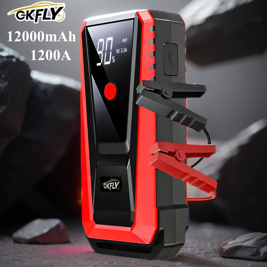 GKFLY 1200A Car Jump Starter 12V Petrol Diesel Starting Device Cables Portable 12000mAh Power Bank  Car Battery Charger Buster