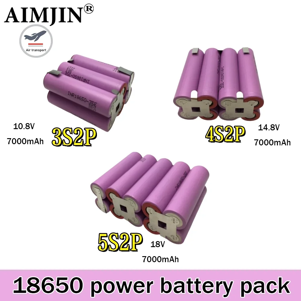 

INR18650-35E 18650 battery pack 10.8V-18V 7000mAh series connection ,18V screwdriver customized battery