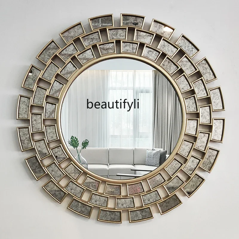 TTT New arrive European decoration modern wall decoration hanging mirror antique living room mirror makeup mirror entrance