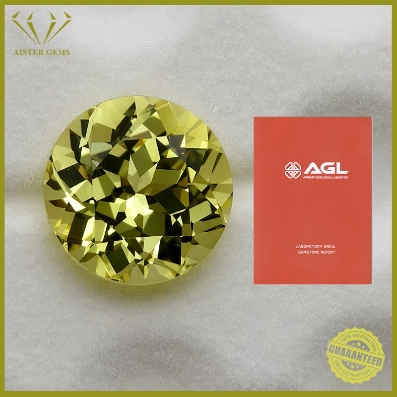 

Выросший в лаборатории желтый сапфир, драгоценный камень круглой формы желтого цвета, лабораторные сапфировые бриллианты для изготовления ювелирных изделий, сертификат AGL на выбор