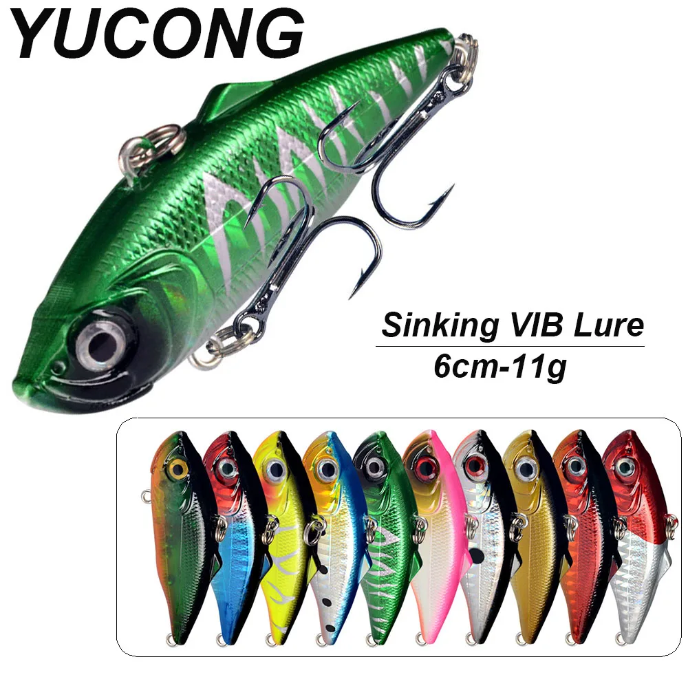 YUCONG 1PCS Noisy VIB Lure 60mm-11g Shore Casting Fishing Wobblers Sinking Hard Bait Trolling Swimbait Vibration Isca duro cebo