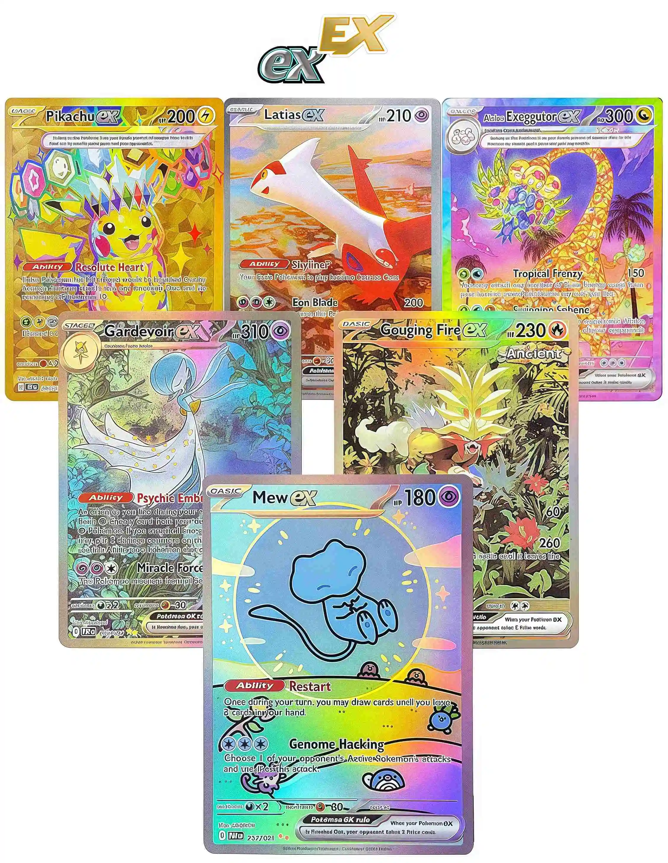 

PKM Proxy Cards Ex Pikachu MCharizard Zekrom Greninja Mew Garchomp Zekrom Game Collectible Trading Card for PTCG Battles