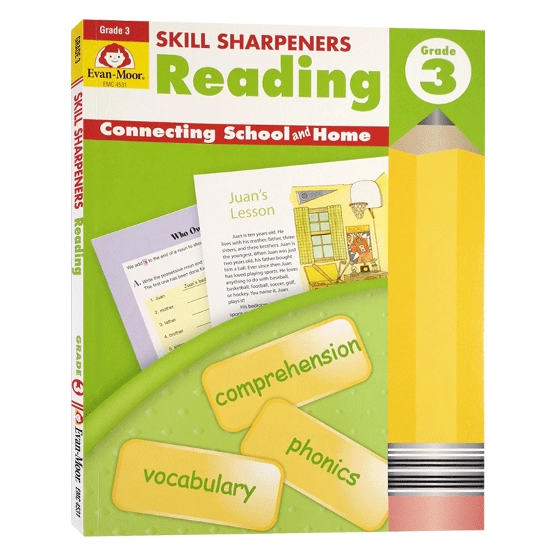 

Evan-Moor Skill Sharpeners Reading, Grade 3, Children's books aged 6 7 8 9 English Word Handwriting Workbook books 9781596730397