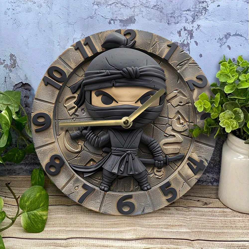 Silent Aluminum Wall Clock with Ninja Design - Diy, Spring-Loaded, Perfect for Office Decor & Gifts Wall Clock Modern Design