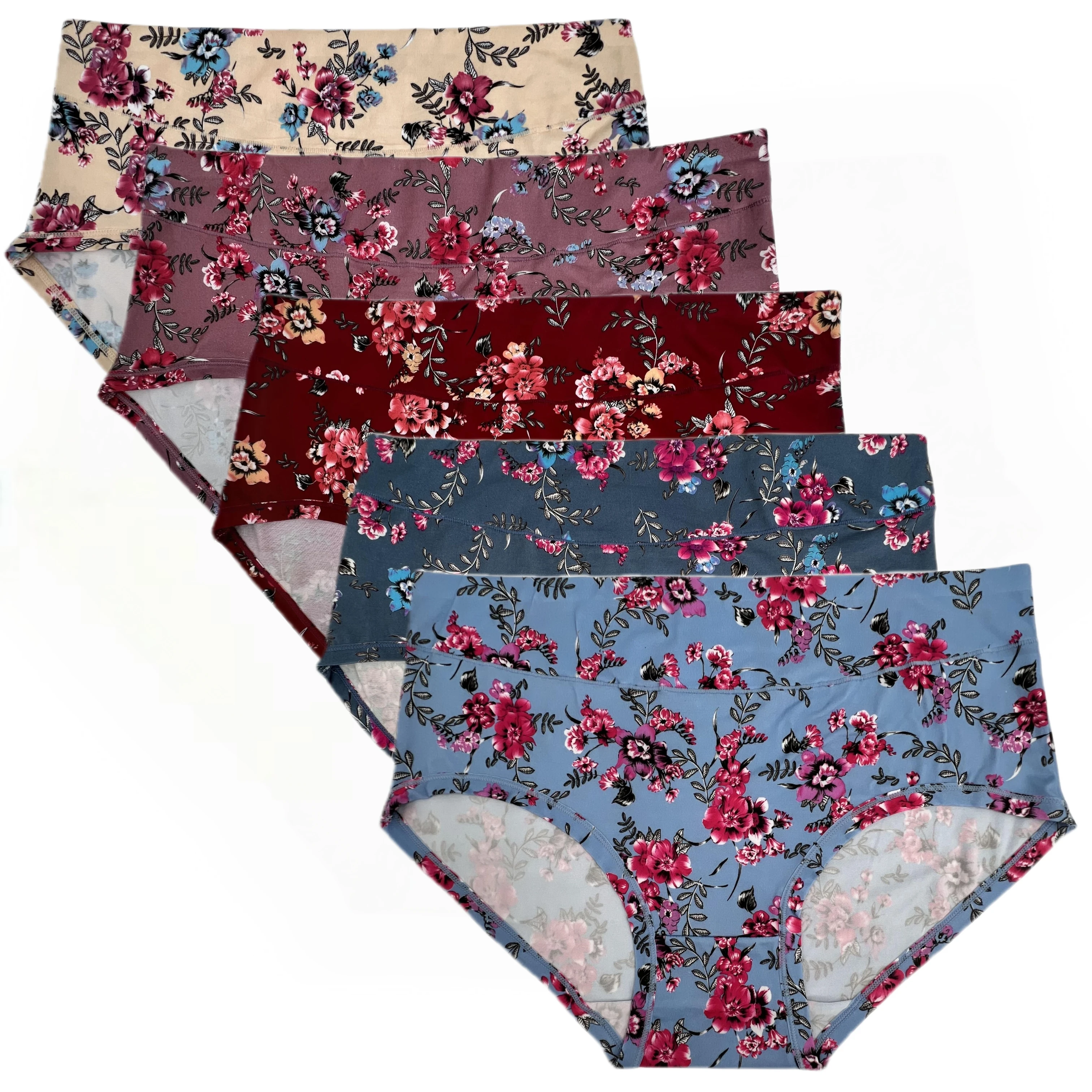 Extra large woman underwear panty floral printed female panties big size women\'s briefs modal women\'s underpants 5pcs/lot