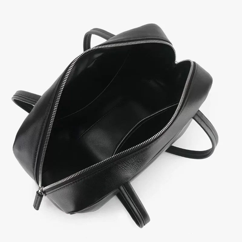 Sheepskin leather bowling bag luxury designer Boston commuter simple shoulder armpit bag women's leather material image 4