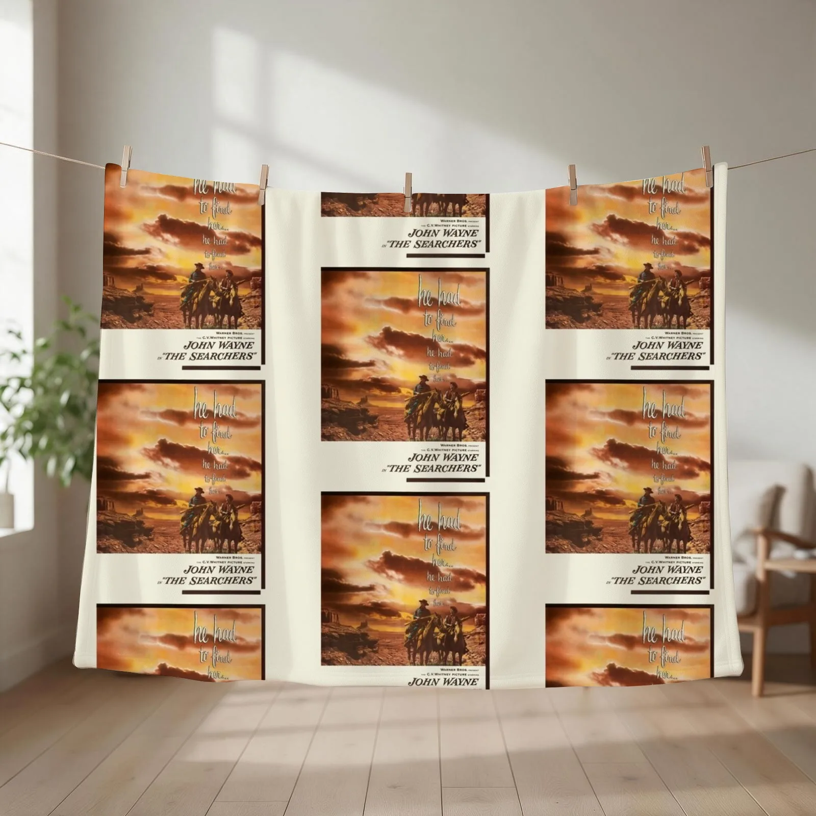 The Searchers Movie Poster Throw Blanket Decorative Sofas Retros Decorative Sofa Giant Sofa Blankets