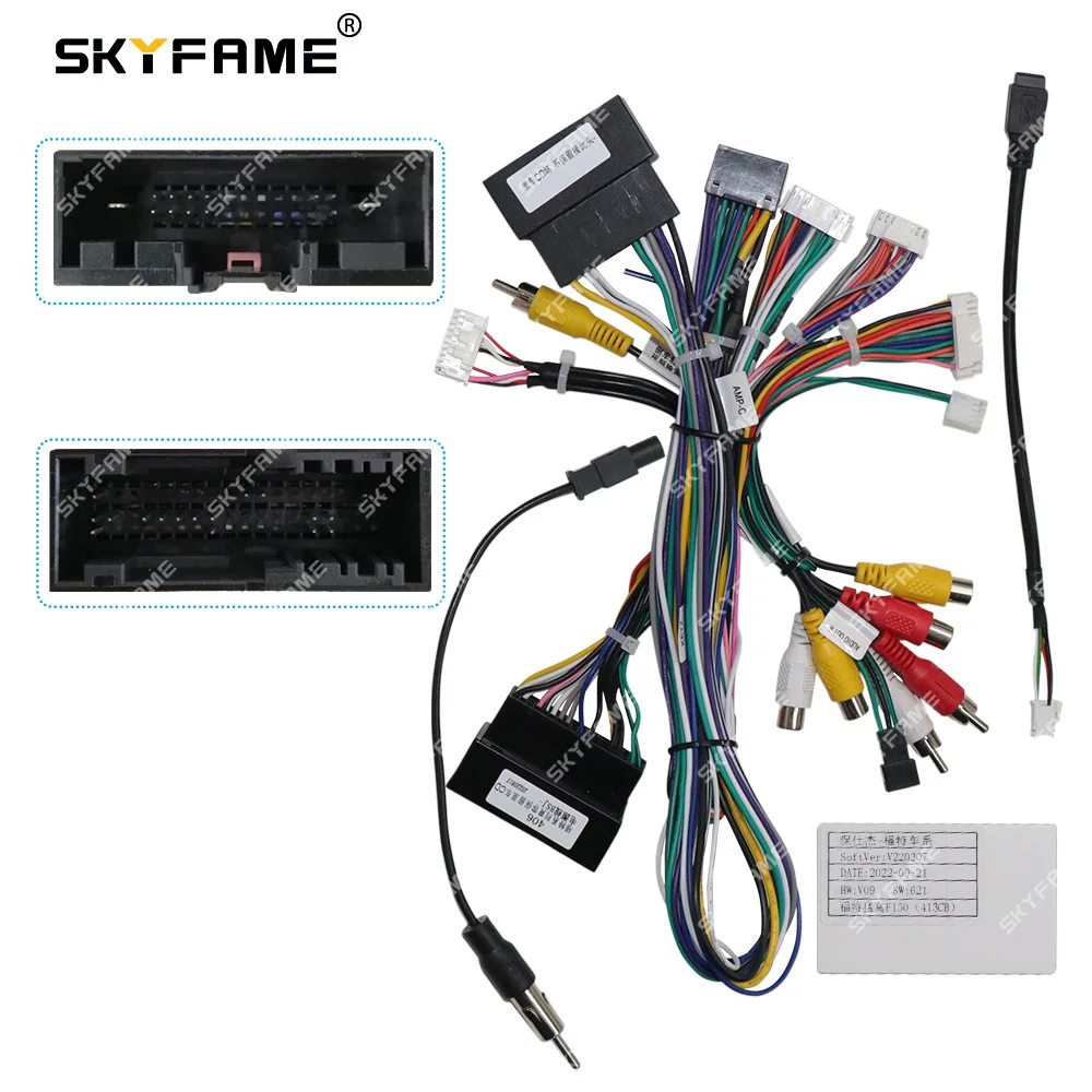 

SKYFAME Car 16pin Wiring Harness Adapter Canbus Box Decoder For Ford Raptor F150 2015 Android Radio Power Cable