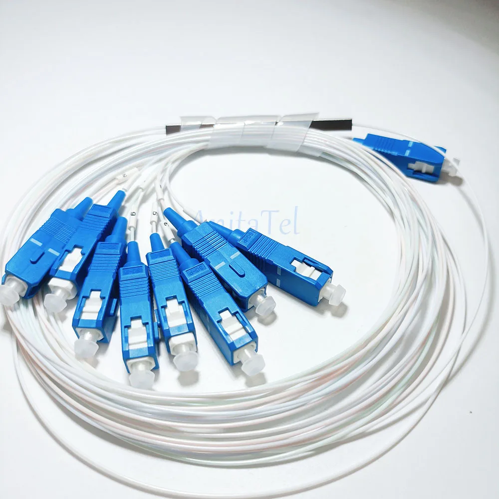 Imagem -02 - Divisor de Fibra Óptica 1x2 1x4 1x8 1x16 1x32 Plc sc Upc sm 0.9 mm G657a1 Pvc 1m Ftth Único Modo