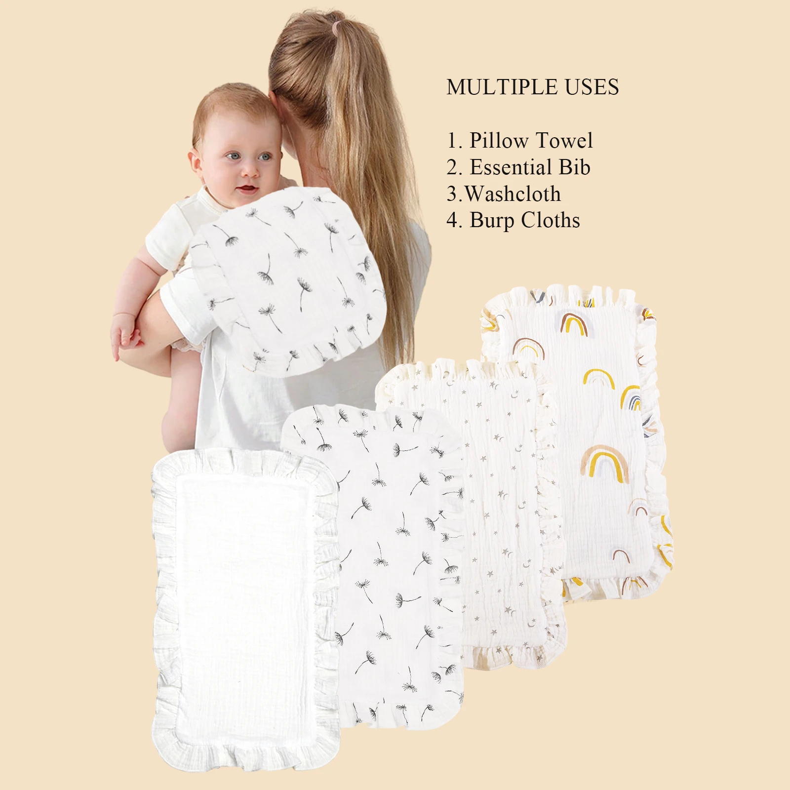 

Лидер продаж, 4 шт./комплект, мягкая хлопковая марля для новорожденных