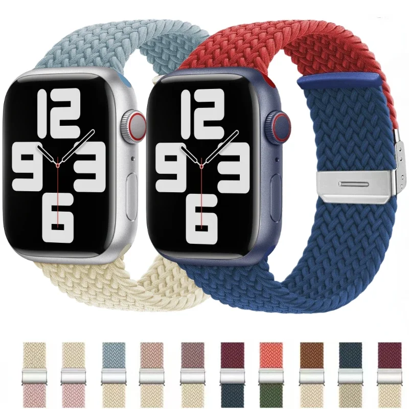 

Braided Loop Strap For Apple Watch Band 49mm 46mm 45mm 44mm 41mm 42mm 40mm Nylon Bracelet iWatch Ultra 10 9 8 7 6 5 4 SE Correa