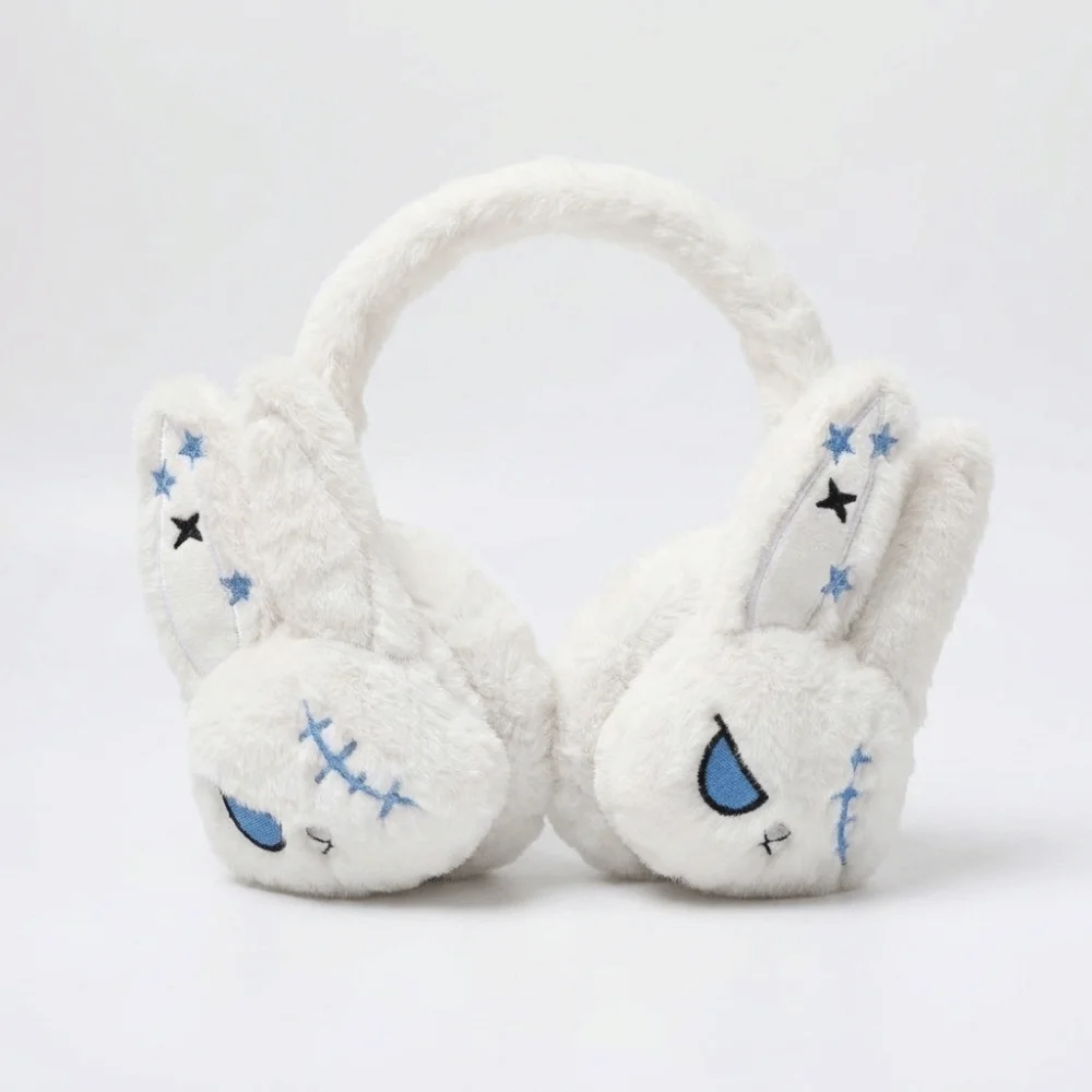 Plush Bunny Winter Ear Warmers Star Pattern Cartoon Wounded Rabbit Earmuffs Soft Fluffy Cold-Resistant Fuzzy Ear Protection