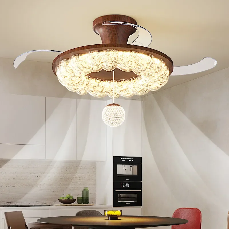 New Chinese Invisible Ceiling Fan Light with Eye Protection Inverter Motor Silent Operation for Restaurant and Bedroom Decor
