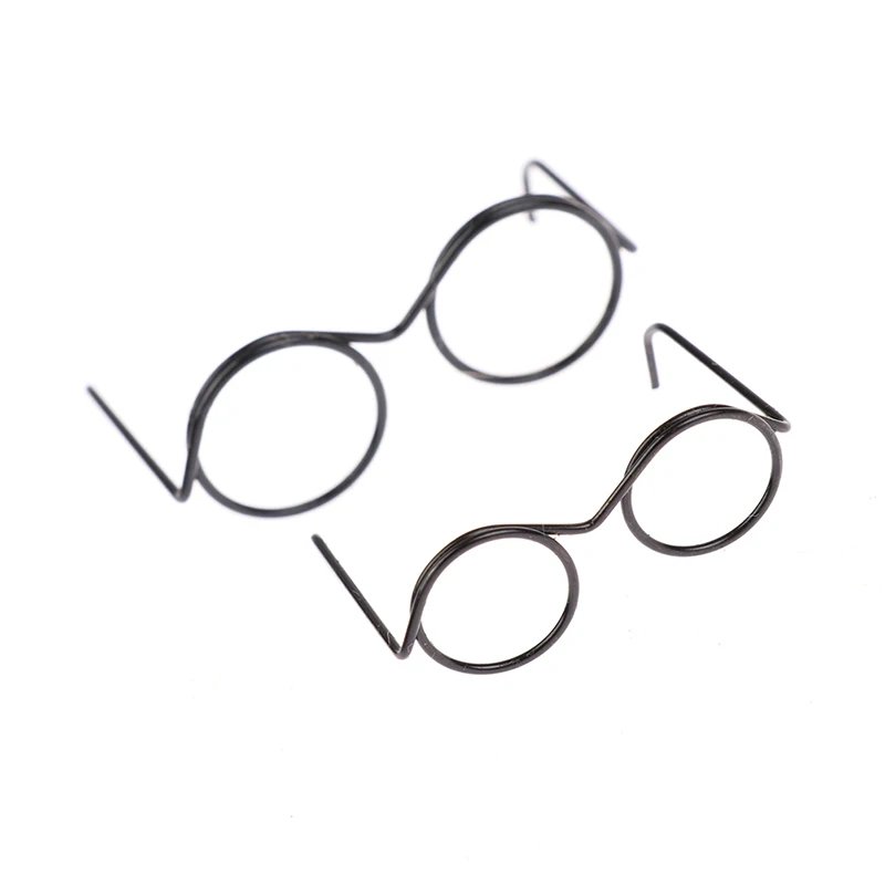 10Pcs Fashion Round Frame Lensless Retro Cool Doll Glasses For Doll 30cm