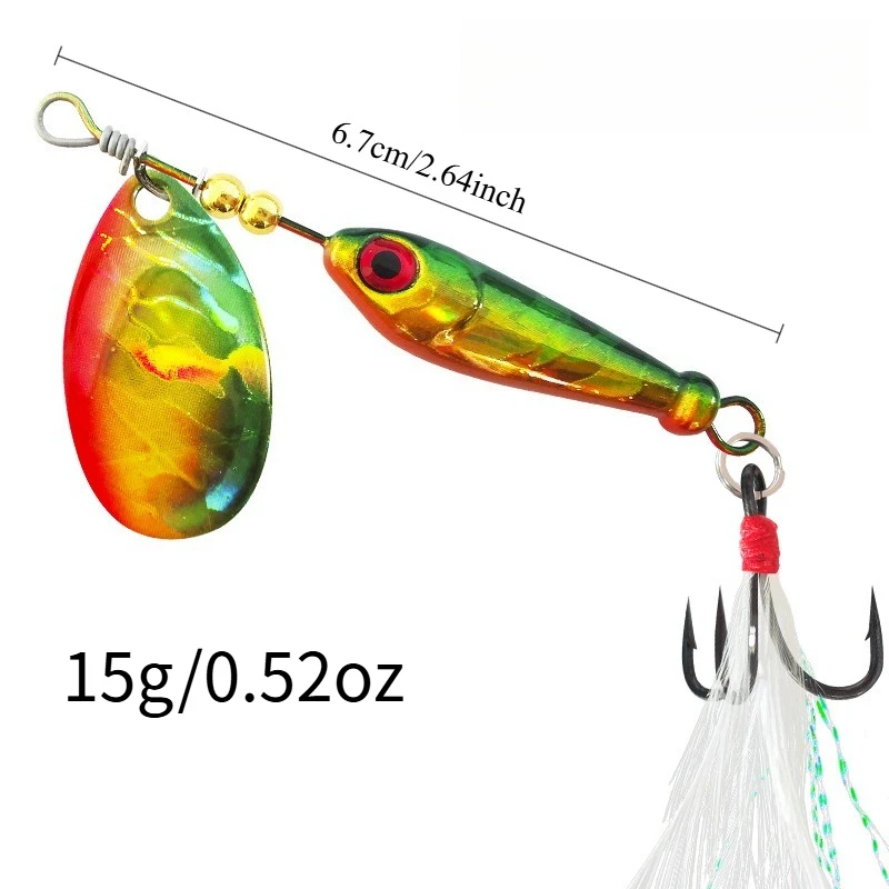 1/5 قطع الصيد سبينر الطعم 15 جرام ملعقة إغراء الطعوم المعدنية خطاف ثلاثي Isca الأسماك الاصطناعية المتذبذب المغذية الكارب سبينيربايت #2