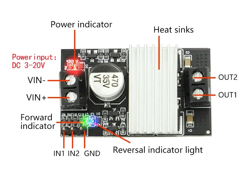 10A high-power DC motor drive module forward and reverse PWM speed regulation dimming wide voltage high current DC3-20V