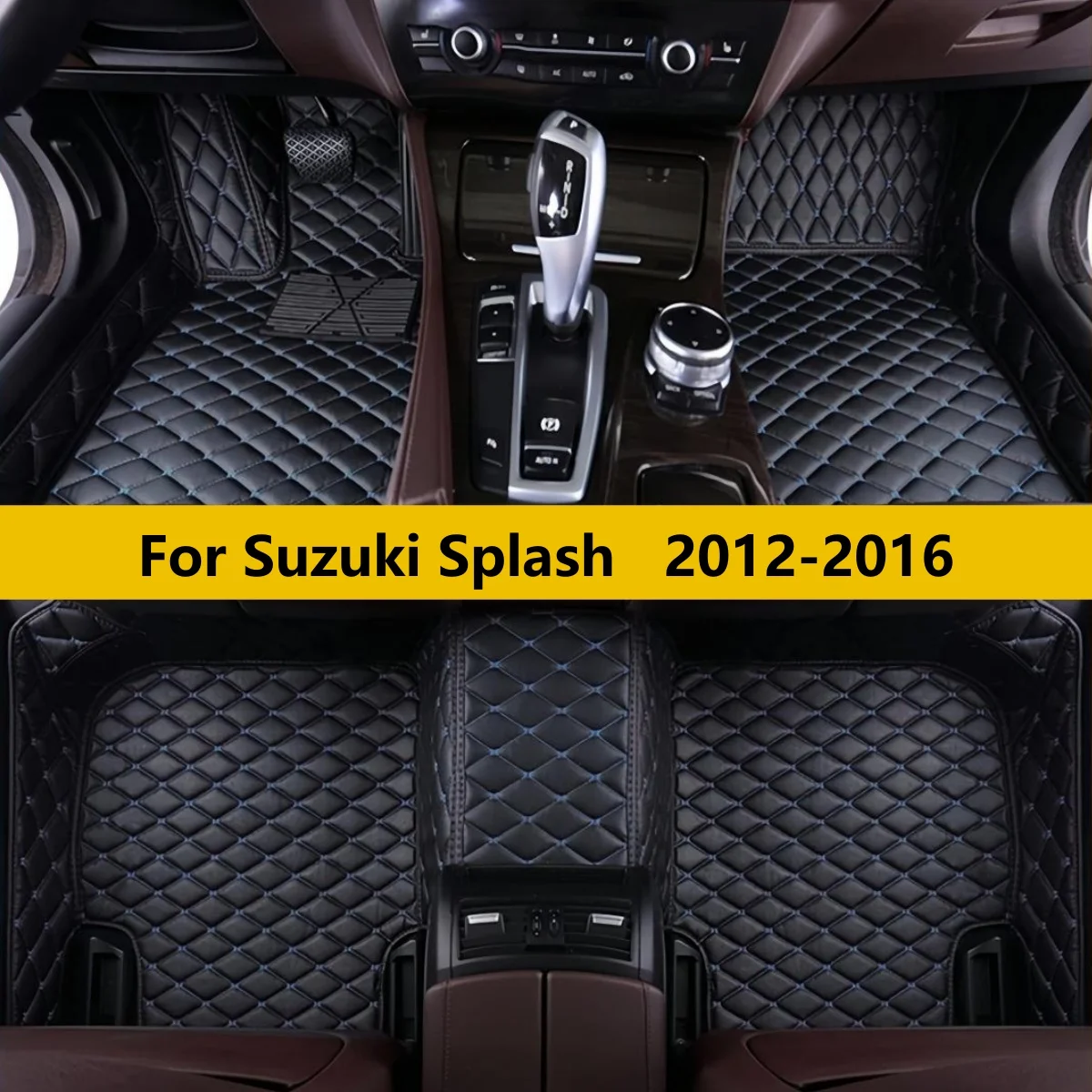 

Автомобильные коврики на заказ для Suzuki Splash 2012-2016: полный комплект из кожи для переднего и заднего рядов, ковровые накладки, коврики для ног