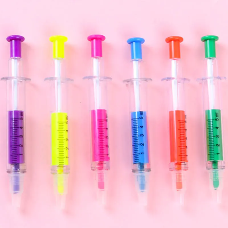 

24 Pcs Dual Head Syringe Highlighter Marker Gel Pens Needle Pens Novelty Nurse Needle Shaped Marker Pens Stationery