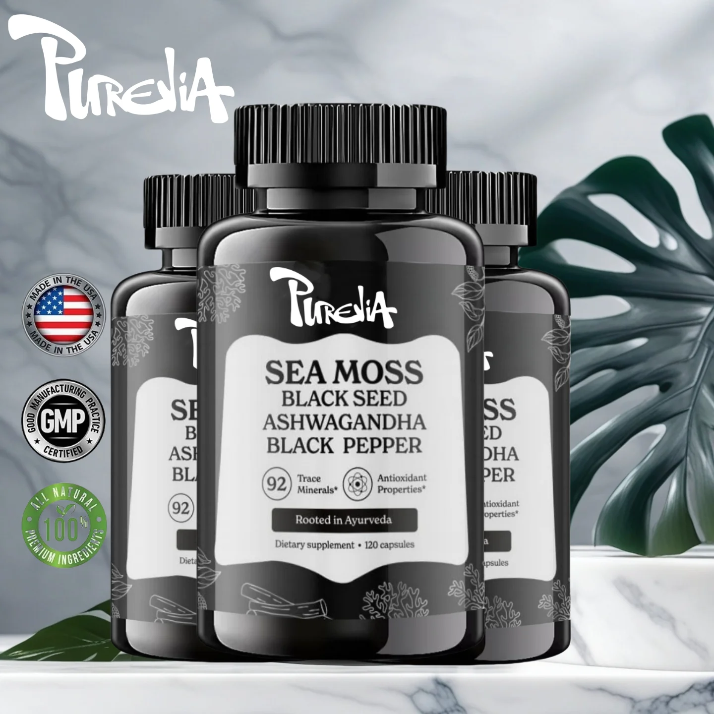 

Alt Seamoss Capsules- Irish Sea Moss With Black Seed Oil, Ashwagandha & Black Pepper For Stamina, Strength &amp