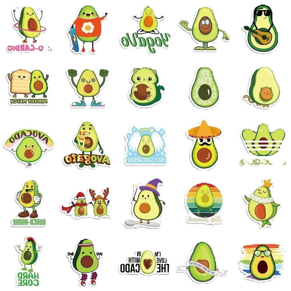 50 個クリーンレッドフルーツアボカドステッカー漫画漫画かわいい INS スタイルパーソナライズされた落書き冷蔵庫