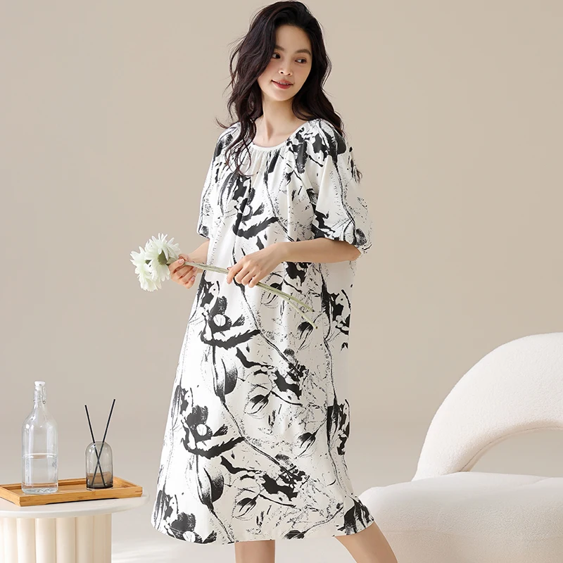 

Newest summer women nightshirt modal short sleeve nightdress