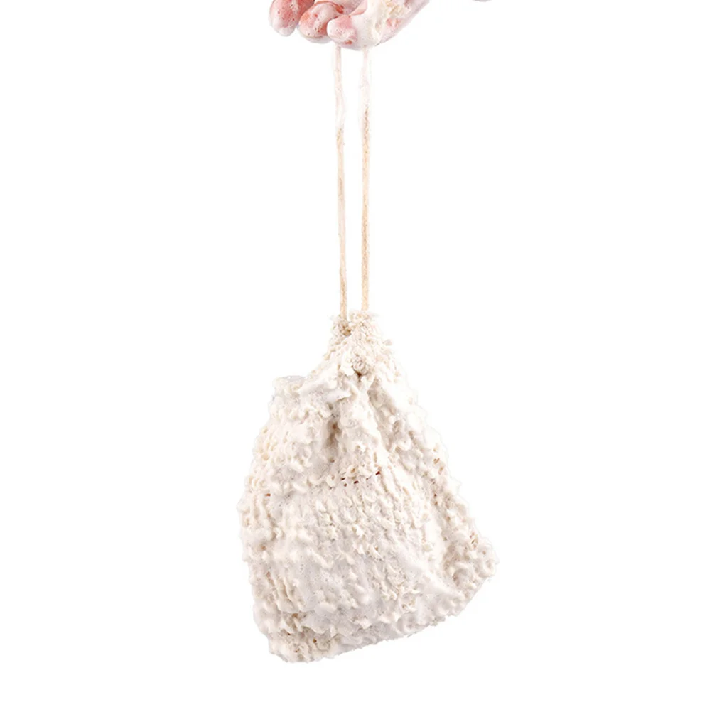

3pcs Natural Ramie Bag Light Yellow Mesh Exfoliating Foaming Pouch Drawstring Bathing Soap Saver Storage For Facial Handmade