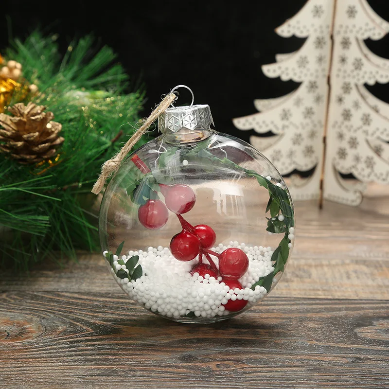 New Christmas Decorative PET Transparent Flat Spherical Indoor Outdoor Christmas Tree Acrylic Plastic Ellipse Pendant Gift Ball