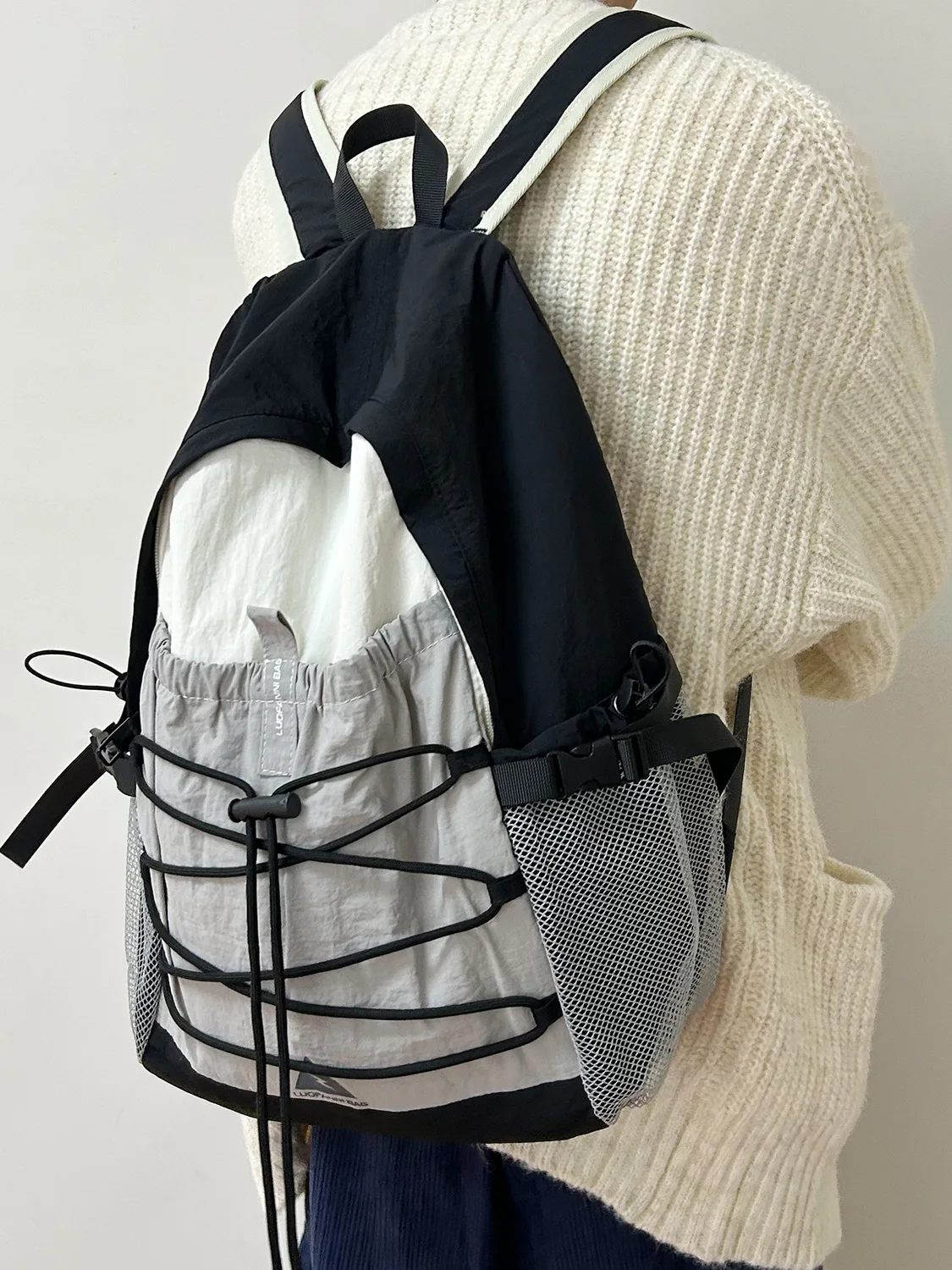 

Color Block Outdoor Sports Backpack Lightweight Large Capacity Waterproof Hiking Bag Unisex Student Bookbag Sweet College Style