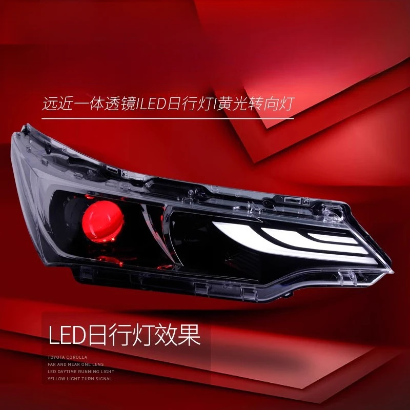 Suitable for Toyota 17 New Corolla Headlight Assembly Modified LED Daytime Running Light Turn Signal Lens Xenon Light