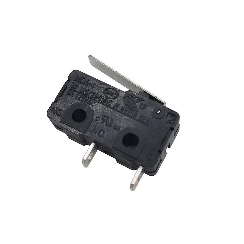 Original MQS-1 microswitch with 2 contacts, normally open straight handle, reset push-button, 3A, 125/250V