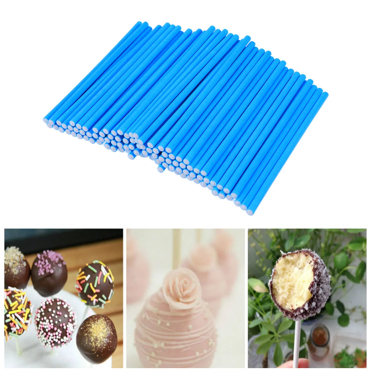 

100Pcs Paper Lollipop Sticks Long Lasting Use for Chocolate Hard Candy Lollipops DIY Craft Projects Paper Sticks