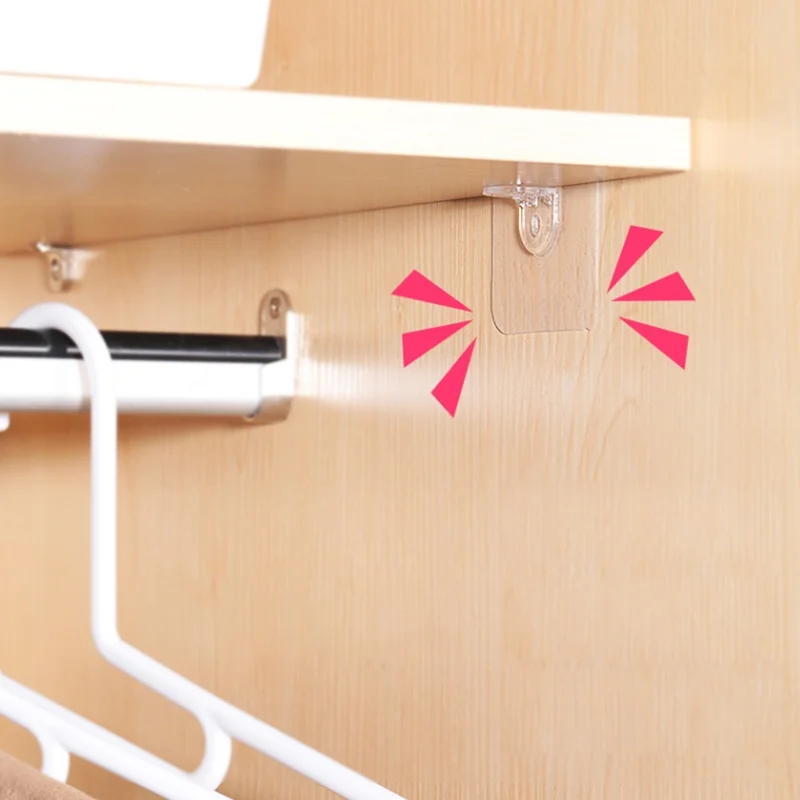 10pcs Self Adhesive Wall Hooks Seamless Nail-free Bracket Wall Screw Board Support Non-perforated Wardrobe Partition hook
