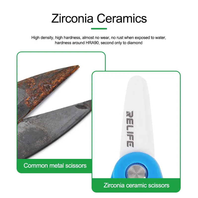กรรไกรเซรามิกหุ้มฉนวนขนาดเล็ก RL-102A มีความแข็งสูงอเนกประสงค์สำหรับซ่อมสายแบตเตอรี่โทรศัพท์