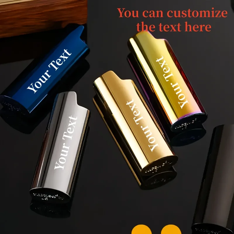 

1Pc【Laser Engraved Lighter Case】(Lighter Not Included), Customizable Laser-Engraved Text Content, Available in Colorful/Gold/Blue/Black/Silver, High-Grade Zinc Alloy Material, Minimalist and Stylish Design