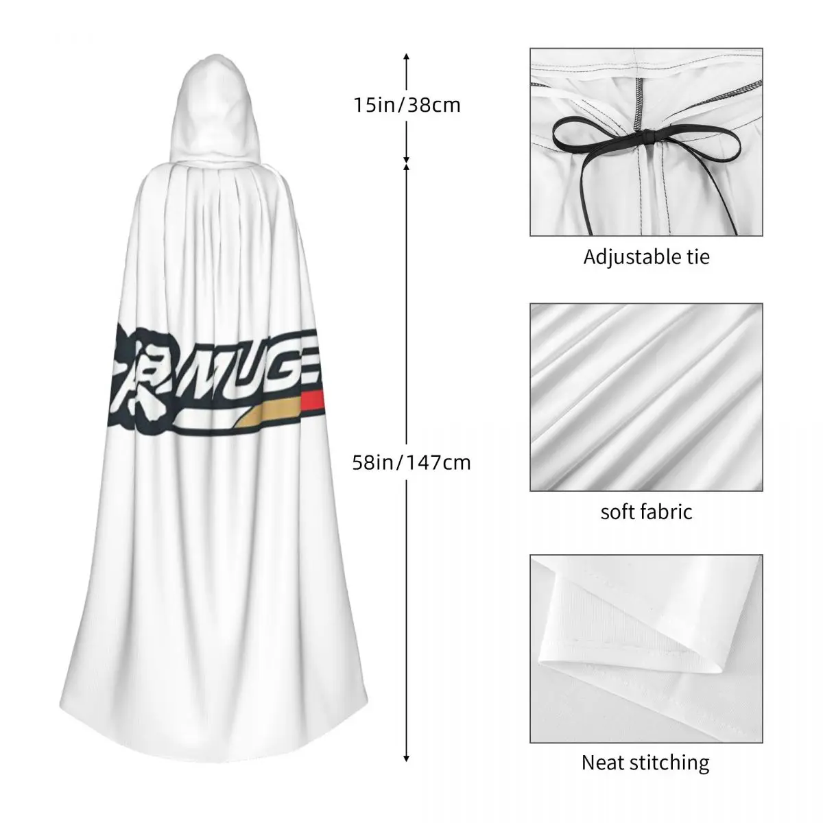 Mugen Motorsports Power Long Hooded Cloak Witch Medieval Costume Cosplay Cape HalloweenParty Adult Unisex - view 3