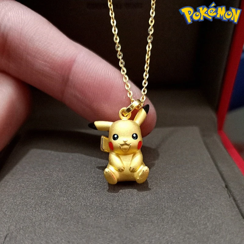 

Anime Cartoon Pikachu Necklace Kawaii Pikachu Model Pendant Neck Chain Simple Gold Color Necklace for Girl Accessories Kid Gifts