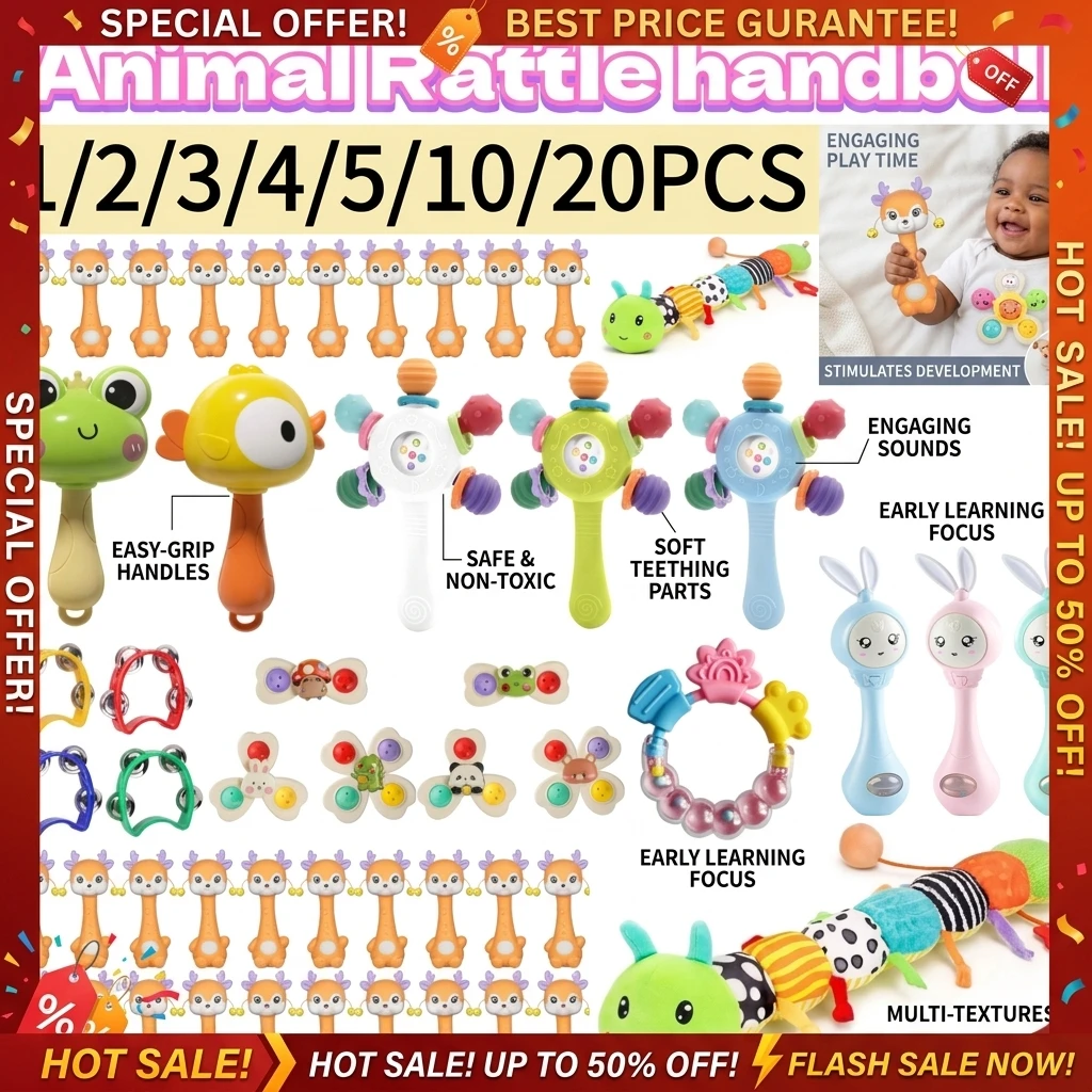 Cute animal Hand Cranked Bell - Early Childhood LearningToy That Enhances Grip Strength Promotes Visual And Auditory Development