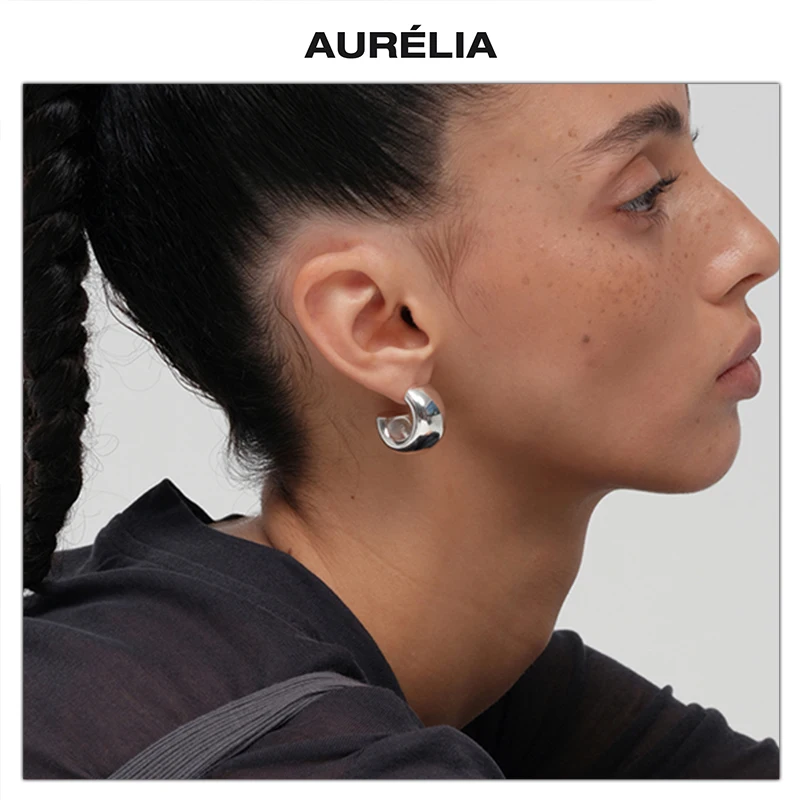 

Модные ретро геометрические гладкие золотые, серебряные толстые серьги для женщин, европейские и американские ювелирные изделия