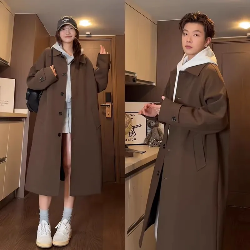 

Мужской тренч средней длины, высококачественное мужское пальто, новая осенне-зимняя удлиненная куртка выше колена больших размеров 2026 года