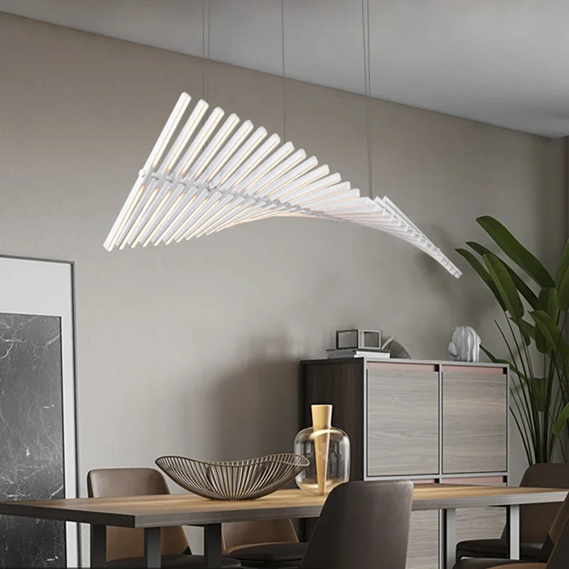 

Modern New LED Folded type Piano Wave Pendant Lights Fishbone Ceiling Chandelier Lighting Hanging Dining Room Bar fixtures