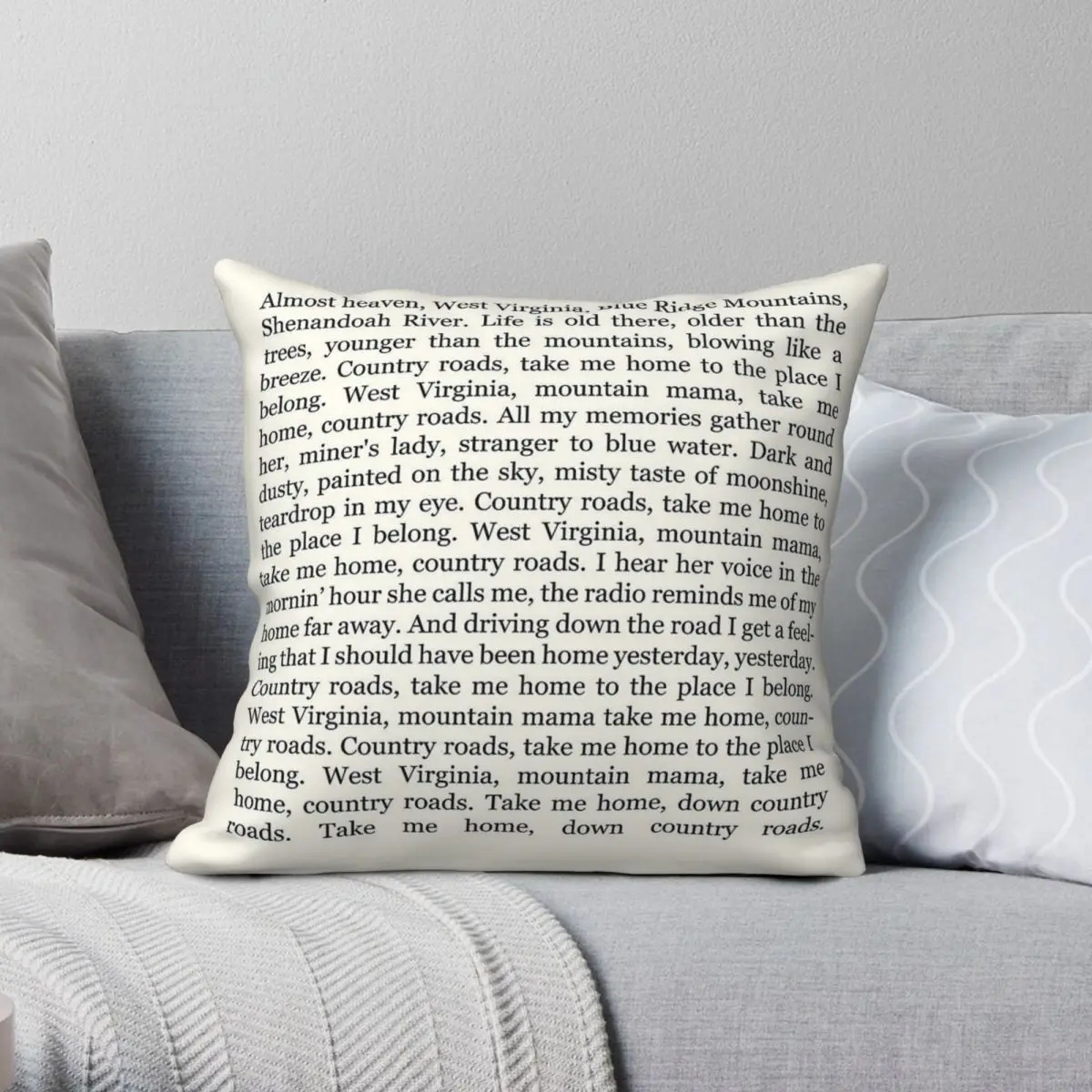 

Take Me Home Country Roads Song Square Pillowcase Polyester Linen Velvet Printed Zip Decor Home Cushion Cover