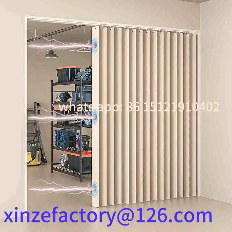 

Customizable Folding Door Curtains Natural Blackout Pleated Door Curtains with Hooks