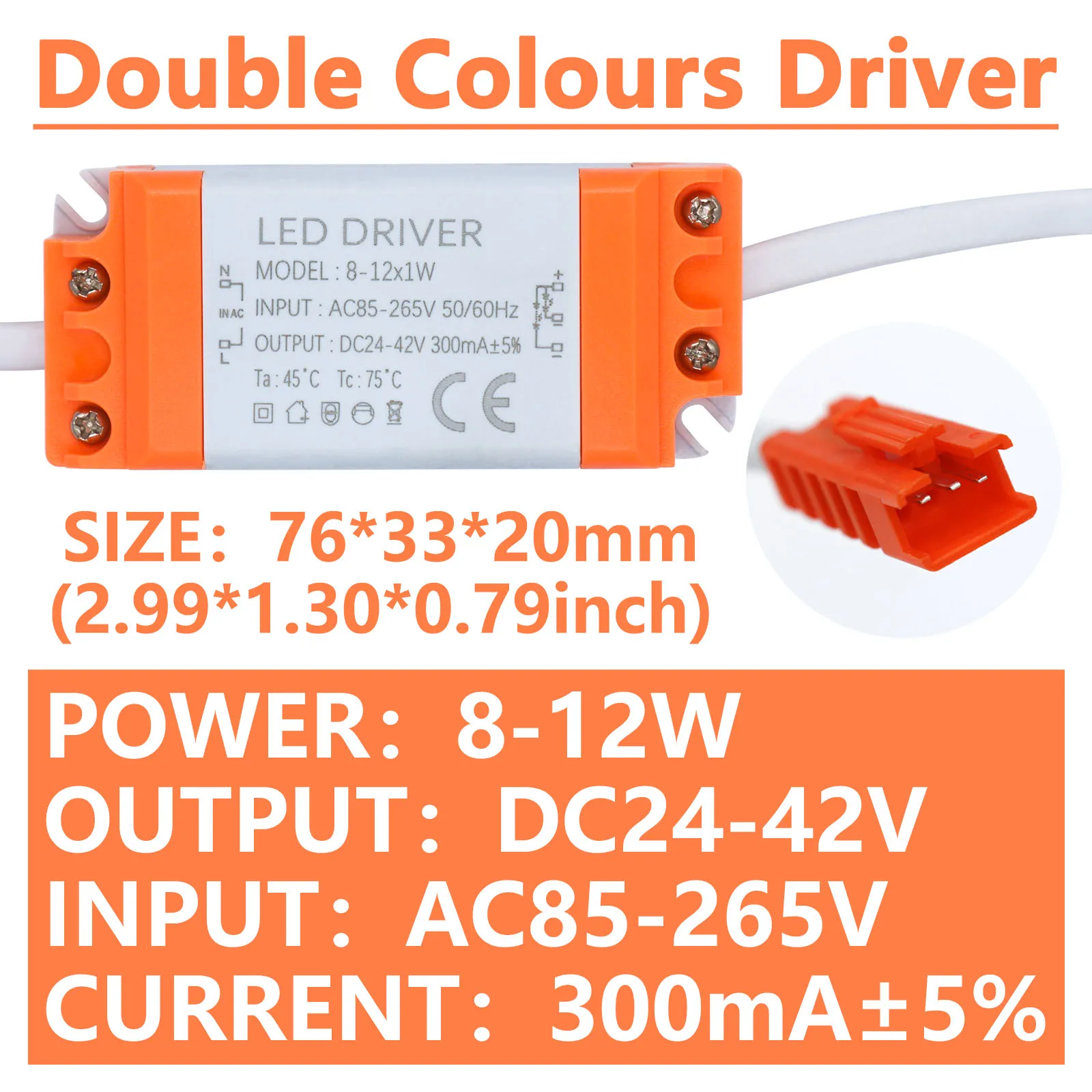 300mA LED Double Colours Driver Dimmable AC 85-265V LED Driver Transformer Power Supply Be Used For Dual Colors LED Light Strip