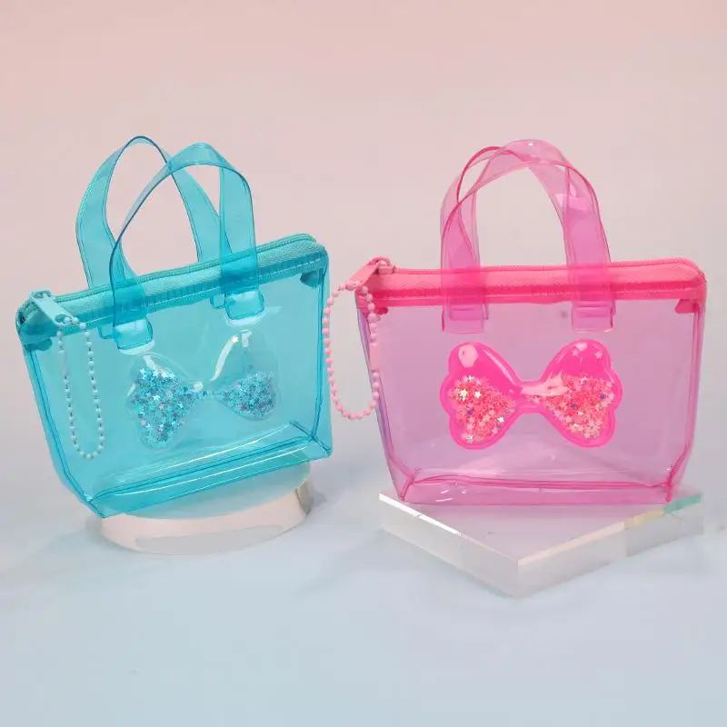 NewCompact Solid Color Bow Storage Bag Mini Waterproof Coin Purse Handheld Keychain Earphone Bag Water Splashing Festival